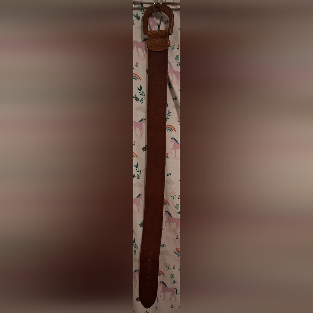 EUC Vintage Tan American Alligator Italian Made Wide Casual Everyday Belt 32in - Picture 5 of 7